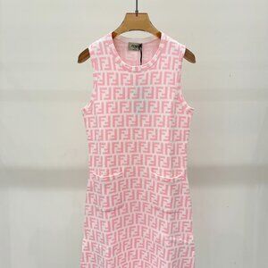 Fendi pink knitted short-sleeved dress